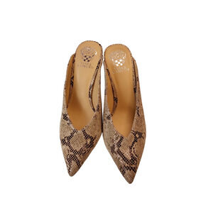 Vince Camuto Berodie Womens Mule Black White Snakeskin Leather Slip on Size 10